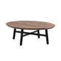 ** "Ronde Houten Salontafel met Zwarte Metalen Poten"