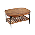 **Lounge Tafel met Houten Bovenblad en Metaal Onderstel**