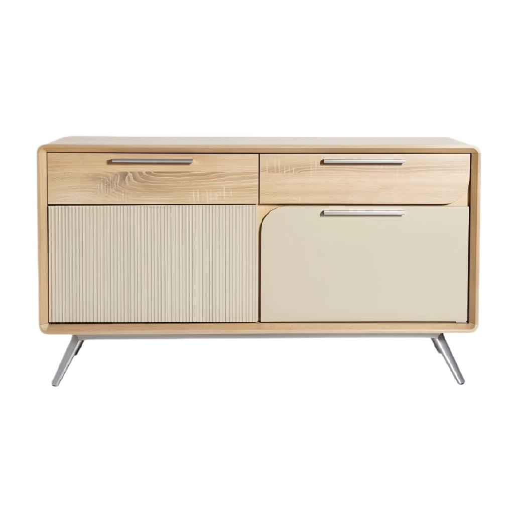 Modern houten dressoir met strakke lijnen en ingebouwde opbergruimte**