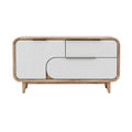 **Moderne Dressoir met Houten Lijf en Glanzende Deuren**
