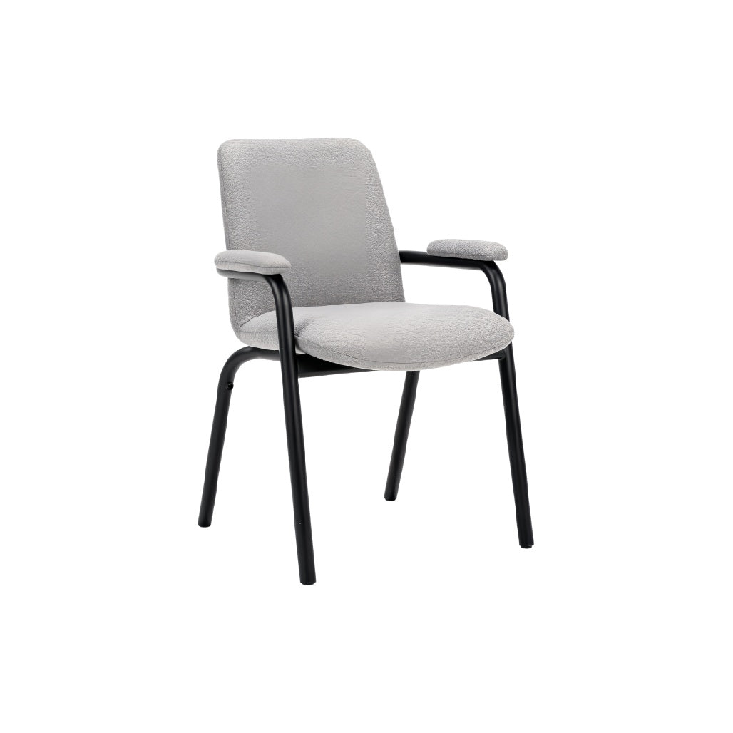 **Nederlandse technische titel: Elegant grijze stoel met metalen frame**